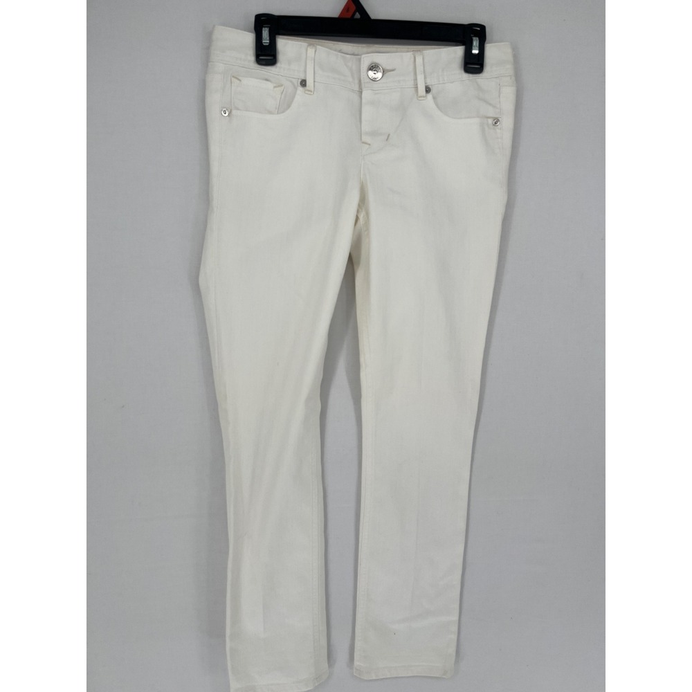Express Jeans Stella Cropped Skinny Low Rise White Denim Pants Size 2